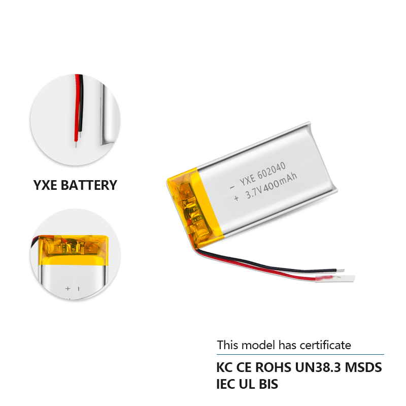 3.7 V Li-ion Battery 602040-400mah